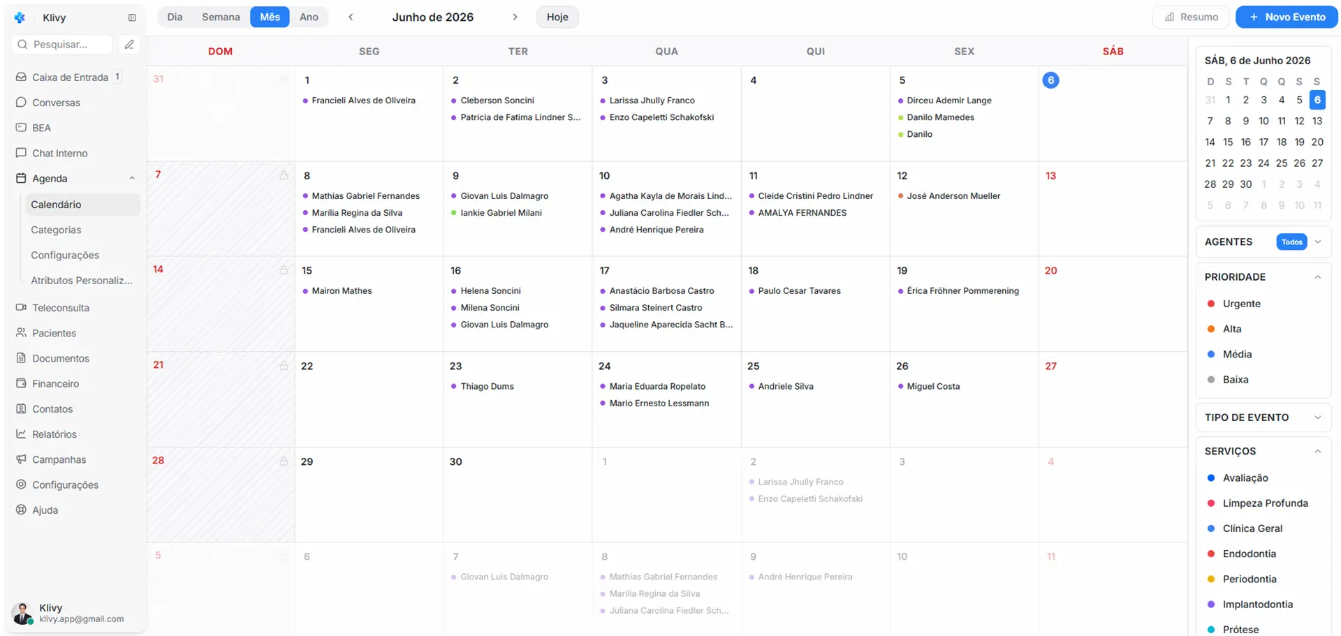 Agenda Inteligente Klivy — Visualize e gerencie agendamentos médicos